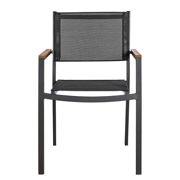 Gartenstuhl Daly mit Gitterstoff 2er-Set - Textilene / Aluminium - Schwarz