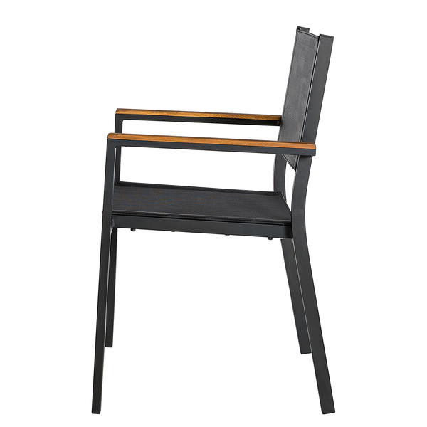 Gartenstuhl Daly mit Gitterstoff 2er-Set - Textilene / Aluminium - Schwarz