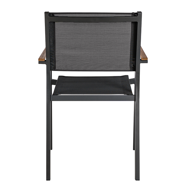 Gartenstuhl Daly mit Gitterstoff 2er-Set - Textilene / Aluminium - Schwarz