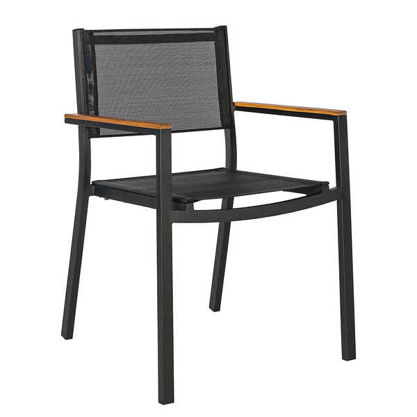 Gartenstuhl Daly mit Gitterstoff 2er-Set - Textilene / Aluminium - Schwarz