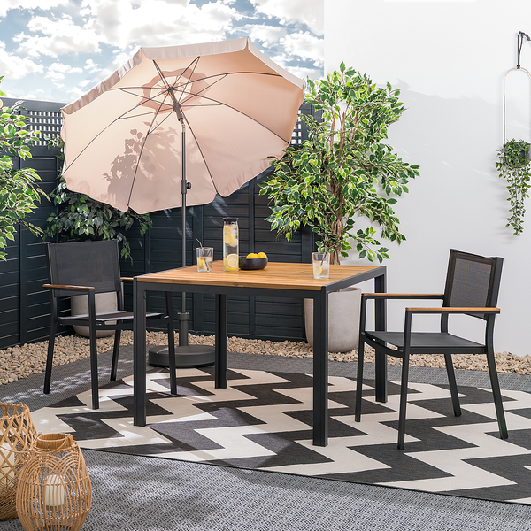 Gartenstuhl Daly mit Gitterstoff 2er-Set - Textilene / Aluminium - Schwarz