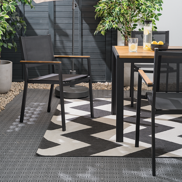 Gartenstuhl Daly mit Gitterstoff 2er-Set - Textilene / Aluminium - Schwarz