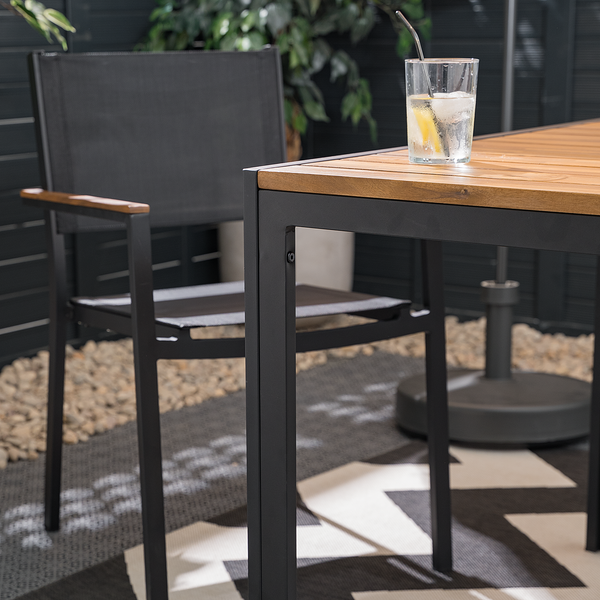 Gartenstuhl Daly mit Gitterstoff 2er-Set - Textilene / Aluminium - Schwarz