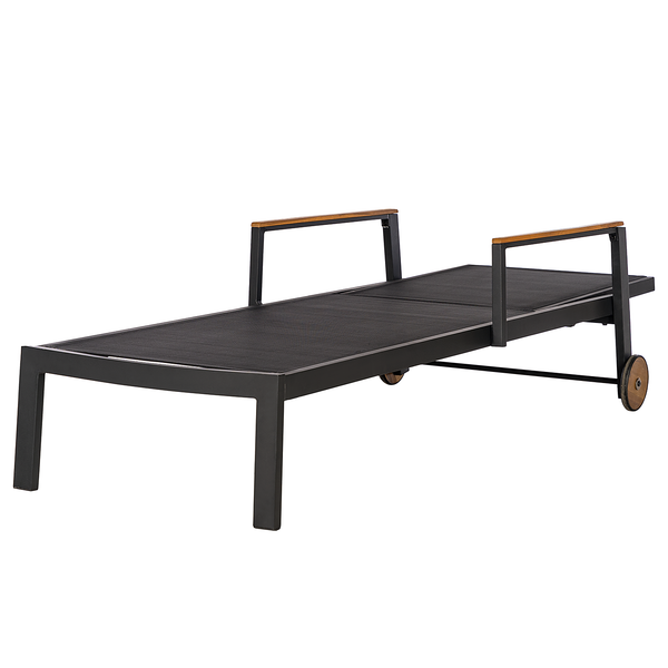 Gartenliege Daly mit Gitterstoff - Textilene / Aluminium - Schwarz / Braun