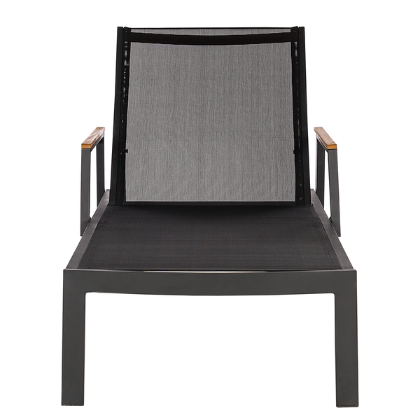 Gartenliege Daly mit Gitterstoff - Textilene / Aluminium - Schwarz / Braun