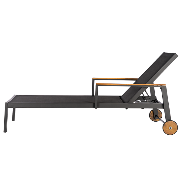 Gartenliege Daly mit Gitterstoff - Textilene / Aluminium - Schwarz / Braun