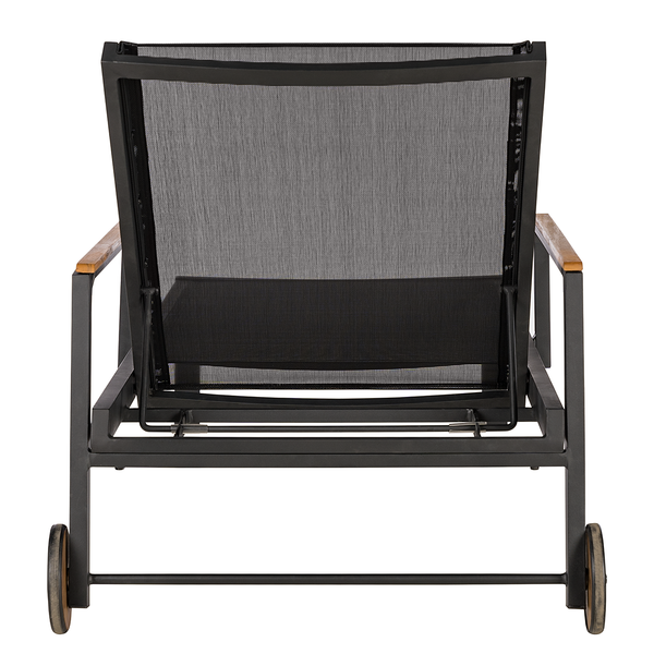 Gartenliege Daly mit Gitterstoff - Textilene / Aluminium - Schwarz / Braun