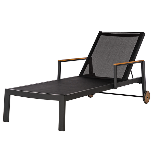 Gartenliege Daly mit Gitterstoff - Textilene / Aluminium - Schwarz / Braun