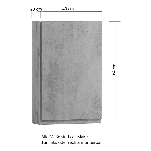 Hängeschrank Roccolo - Matt Grau - Breite: 40 cm