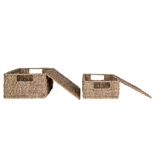 Korb Voneso mit Deckel 2er-Set - Seegras