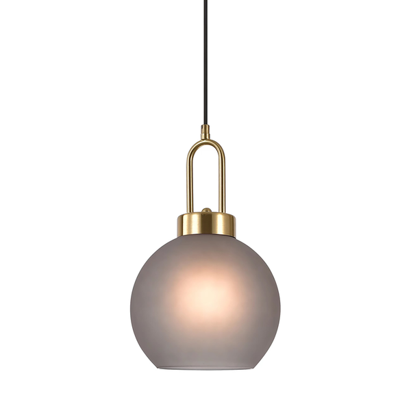 Pendelleuchte Lotun I - Glas / Messing - 1-flammig - Grau