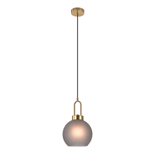 Pendelleuchte Lotun I - Glas / Messing - 1-flammig - Grau