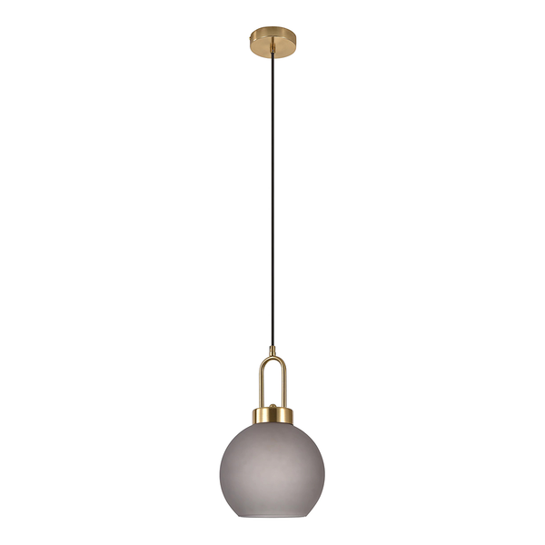 Pendelleuchte Lotun I - Glas / Messing - 1-flammig - Grau