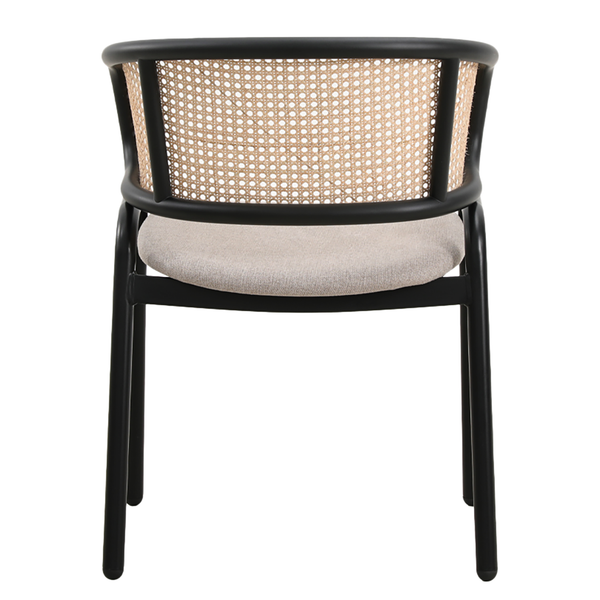 Armlehnenstuhl MATARO 2er-Set - Rattan & Webstoff / Eisen - Beige / Schwarz