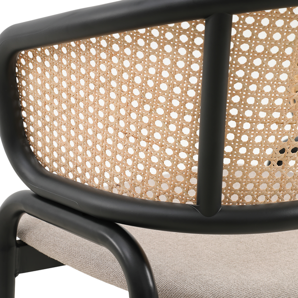 Armlehnenstuhl MATARO 2er-Set - Rattan & Webstoff / Eisen - Beige / Schwarz
