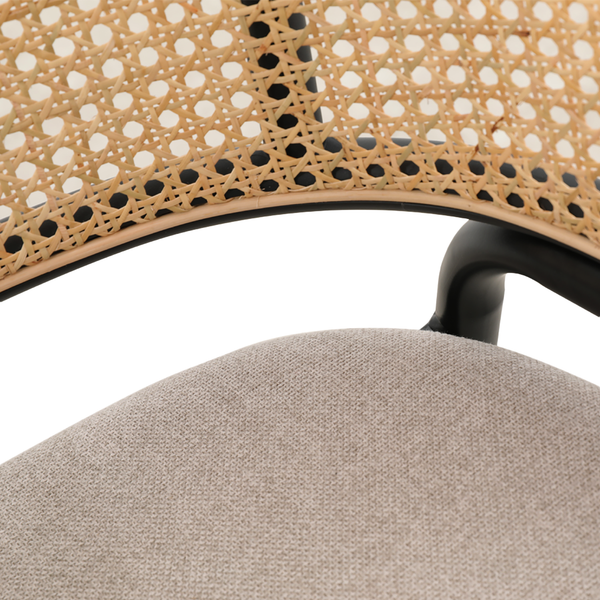 Armlehnenstuhl MATARO 2er-Set - Rattan & Webstoff / Eisen - Beige / Schwarz