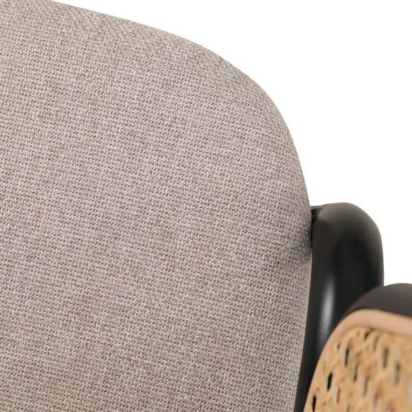Armlehnenstuhl MATARO 2er-Set - Rattan & Webstoff / Eisen - Beige / Schwarz