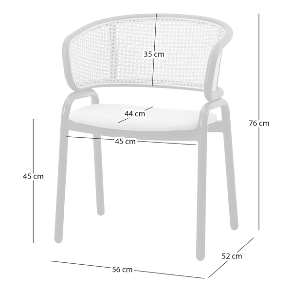 Armlehnenstuhl MATARO 2er-Set - Rattan & Webstoff / Eisen - Beige / Schwarz