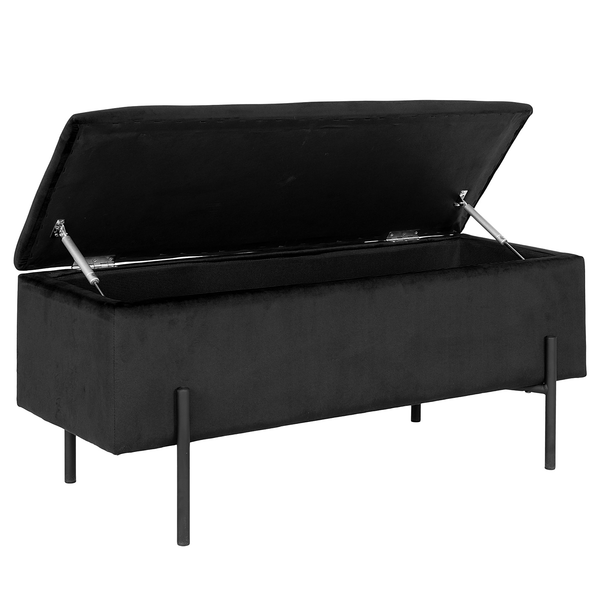 Polsterbank Watford - Samt - Schwarz / Metall - Schwarz - Schwarz