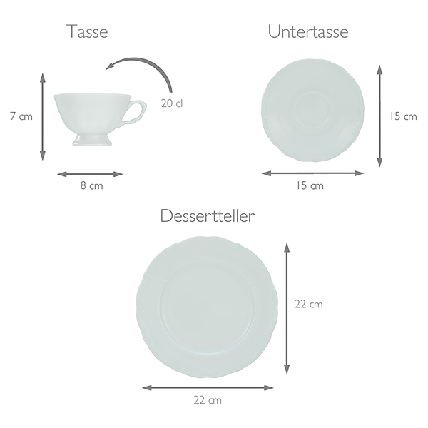 Kaffeeservice MARIA THERESIA (18-tlg.) - Porzellan - Weiß - 18-teilig