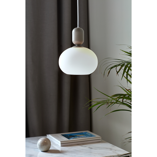 LED-Pendelleuchte Notti - Stahl / Opalglas - 1-flammig - Grau - Grau