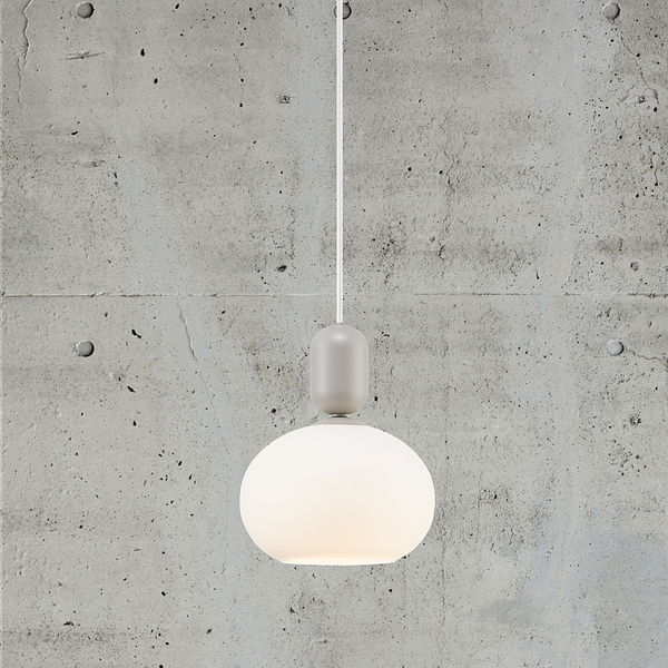LED-Pendelleuchte Notti - Stahl / Opalglas - 1-flammig - Grau - Grau