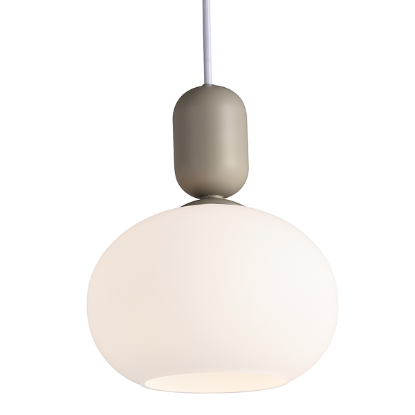 LED-Pendelleuchte Notti - Stahl / Opalglas - 1-flammig - Grau - Grau