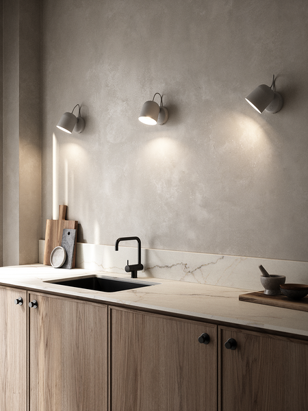 Wandleuchte Angle - Stahl - 1-flammig - Grau - Grau