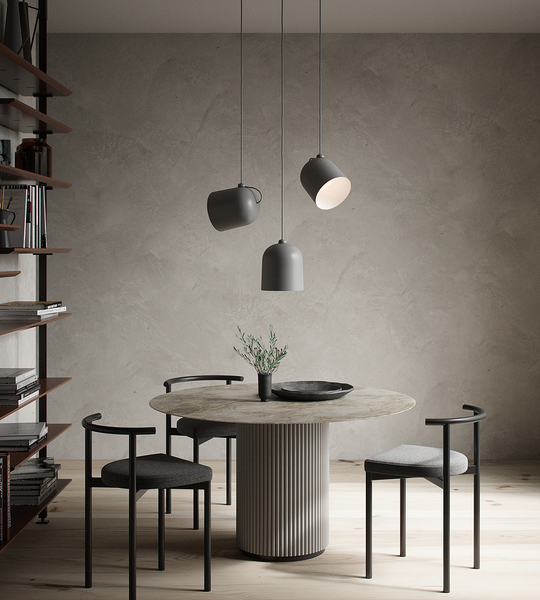 Pendelleuchte Angle - Stahl - 1-flammig - Grau - Grau