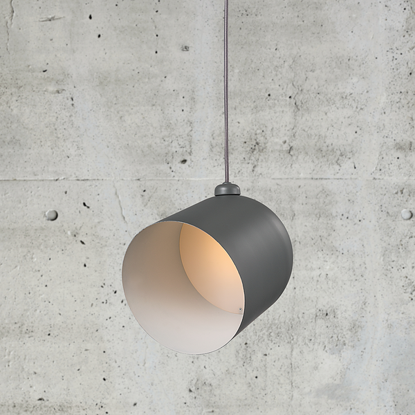 Pendelleuchte Angle - Stahl - 1-flammig - Grau - Grau