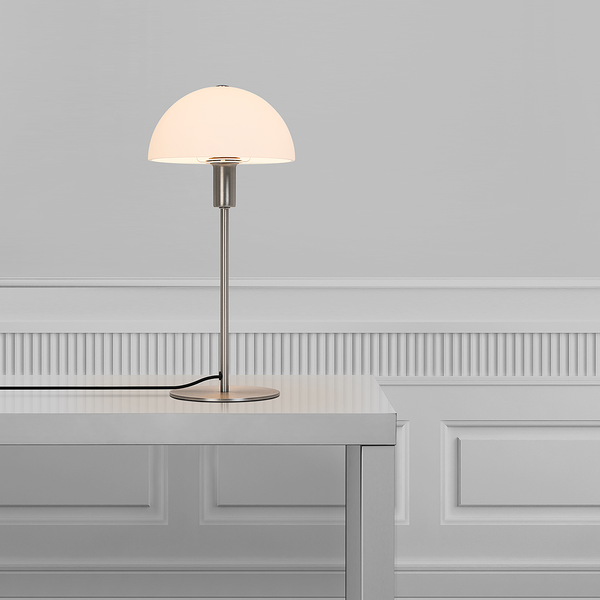 Tischleuchte Ellen - Stahl / Opalglas - 1-flammig - Silber - Silber