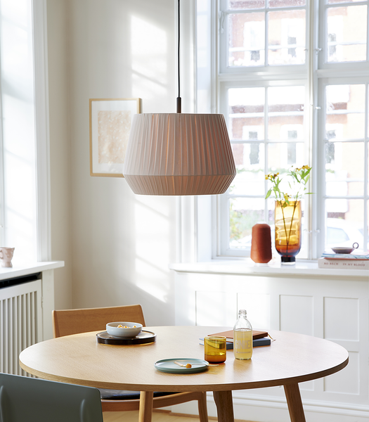 Pendelleuchte Dicte - Baumwolle / Stahl - 1-flammig - Beige - Beige