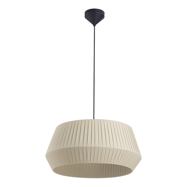 Pendelleuchte Dicte I - Baumwolle / Stahl - 1-flammig - Beige - Beige