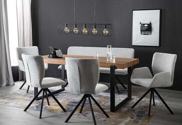 Esszimmerstuhl Mooena (2er-Set) - Strukturstoff / Eisen - Hellgrau
