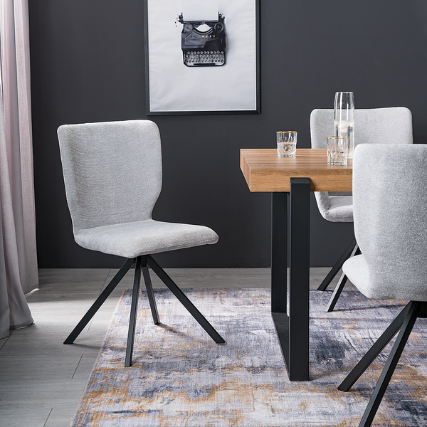Esszimmerstuhl Mooena (2er-Set) - Strukturstoff / Eisen - Hellgrau