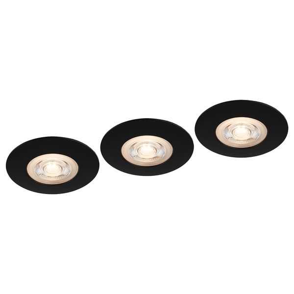 LED-Einbauleuchte Kulana II (3er Set) - Nylon - 3-flammig - Schwarz