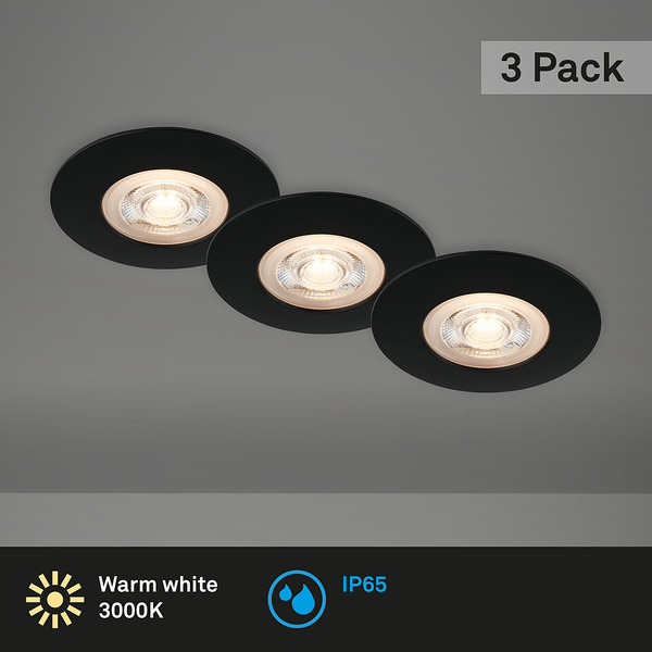 LED-Einbauleuchte Kulana II (3er Set) - Nylon - 3-flammig - Schwarz