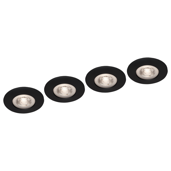 LED-Einbauleuchte Kulana IV (4er Set) - Nylon - 4-flammig - Schwarz