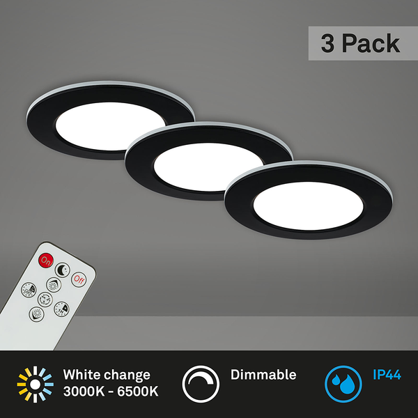 LED-Einbauleuchte Fungo (3er Set) - Nylon - 3-flammig - Schwarz