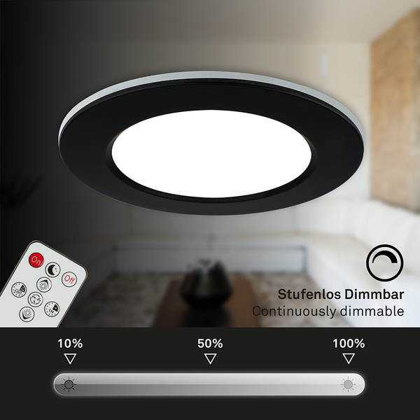 LED-Einbauleuchte Fungo (3er Set) - Nylon - 3-flammig - Schwarz