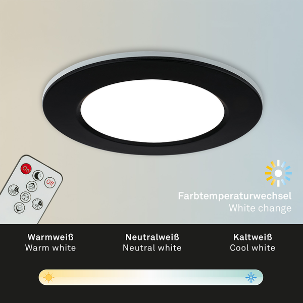 LED-Einbauleuchte Fungo (3er Set) - Nylon - 3-flammig - Schwarz