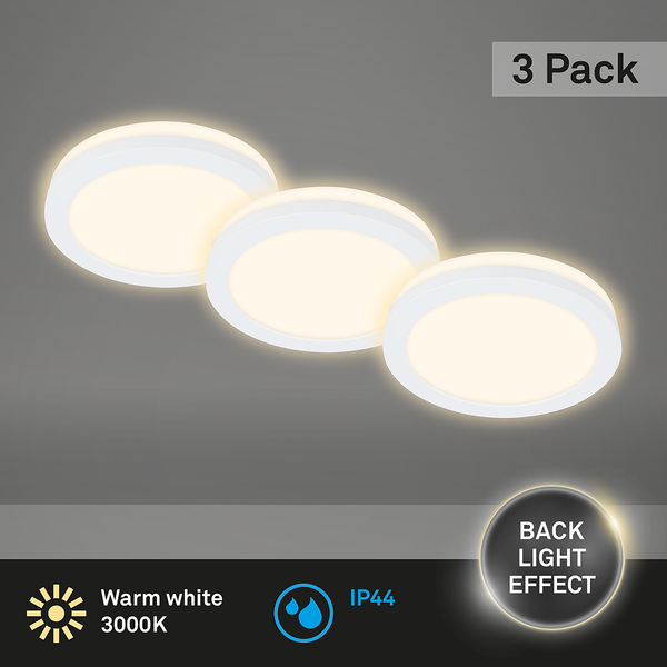 LED-Einbauleuchte Sleek (3er Set) - Nylon - 3-flammig - Weiß