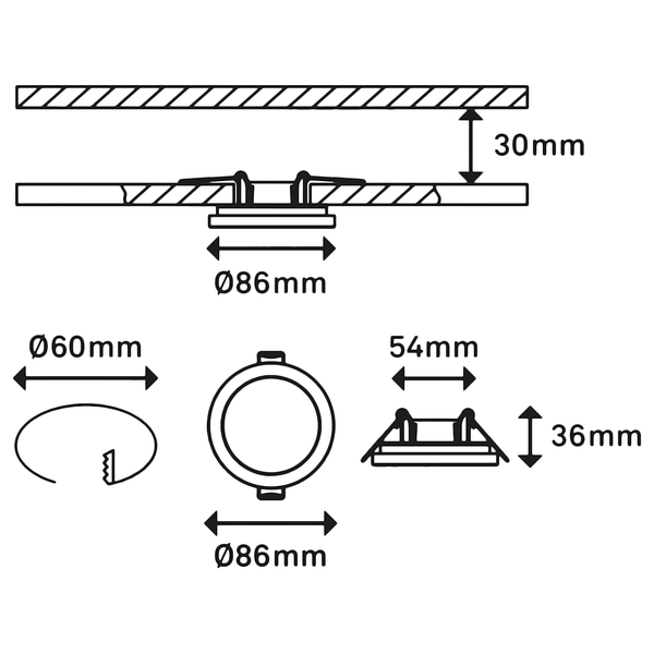 LED-Einbauleuchte Sleek (3er Set) - Nylon - 3-flammig - Weiß