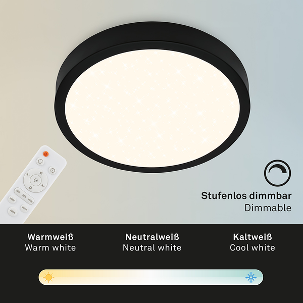 LED-Deckenleuchte Runa IV - Nylon / Eisen - 1-flammig - Schwarz