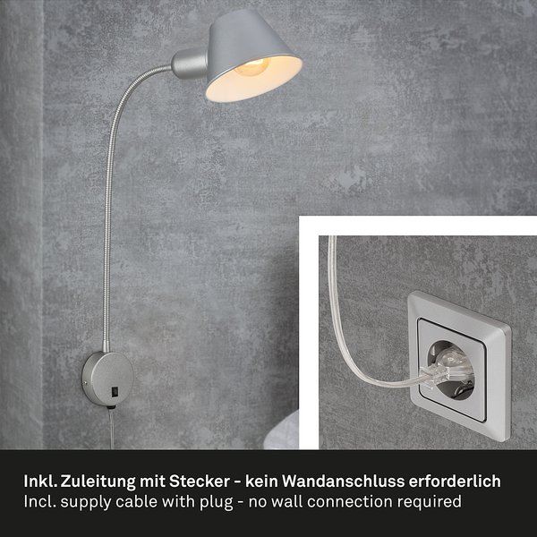 Wandleuchte Brello I - Eisen - 1-flammig - Grau
