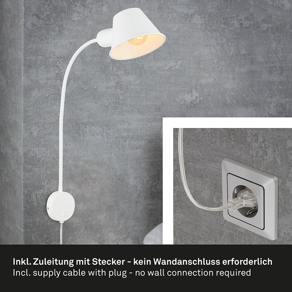 Wandleuchte Brello I - Eisen - 1-flammig - Weiß
