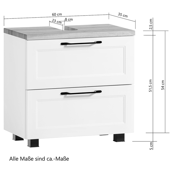 Waschbeckenunterschrank Vellau - Matt Weiß