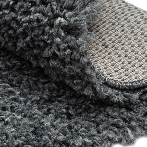 Hochflorteppich My Shaggy - Polypropylen / Jute - Dunkelgrau - 120 x 120 cm