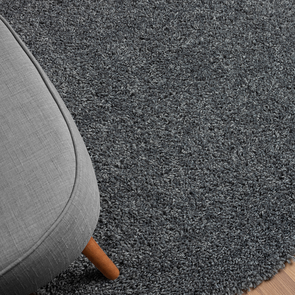 Hochflorteppich My Shaggy - Polypropylen / Jute - Dunkelgrau - 120 x 120 cm