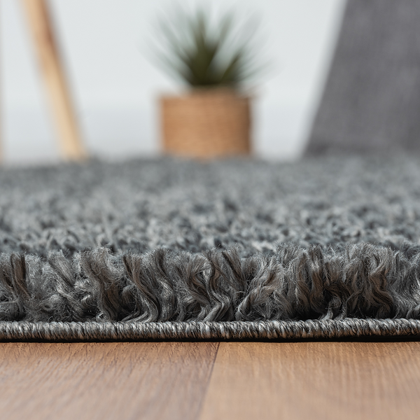 Hochflorteppich My Shaggy - Polypropylen / Jute - Dunkelgrau - 120 x 120 cm